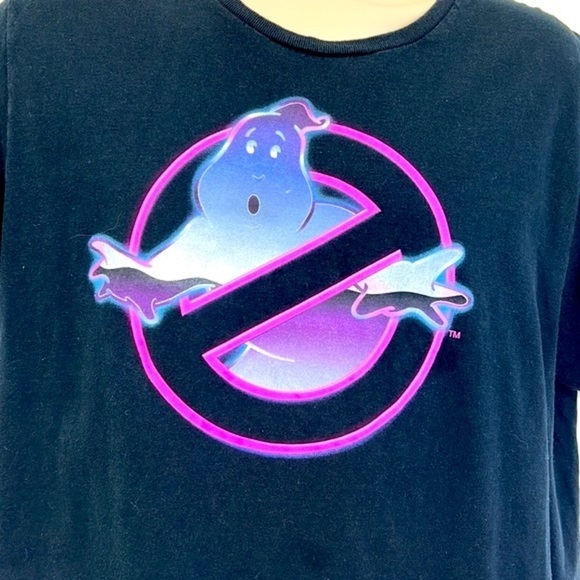 Mad Engine - Ghostbusters Hot Pink Logo Black Shirt Sleeve T Shirt Size Large - Picture 3 of 9